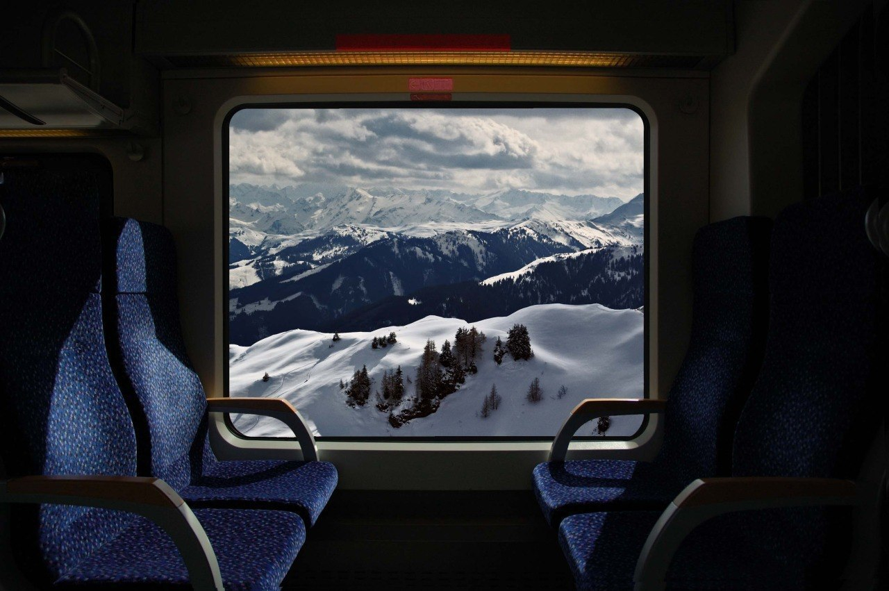 фото из окна поезда зимой
