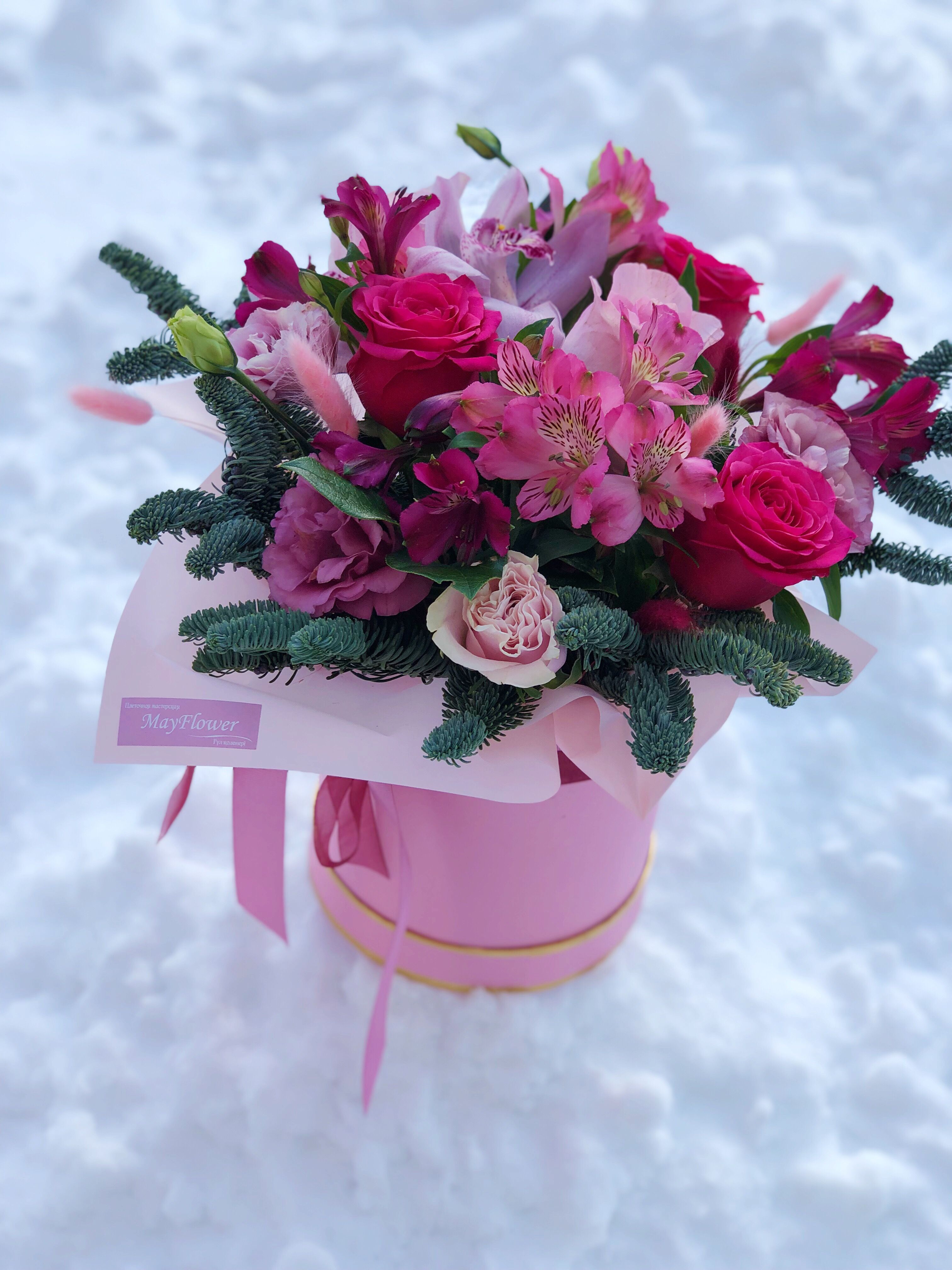зимний букет цветов на день рождения