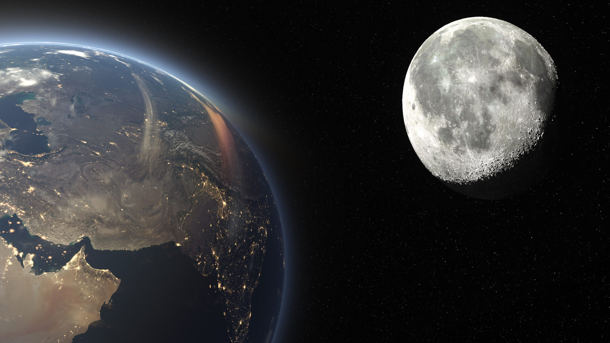 Foto de la luna y la tierra