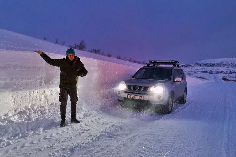 Дорога Мурманск Териберка зимой