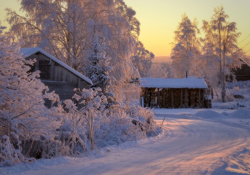 Зима в Республике Коми деревня