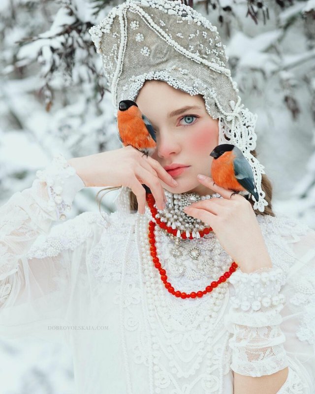 Фотосессия русская красавица зимой