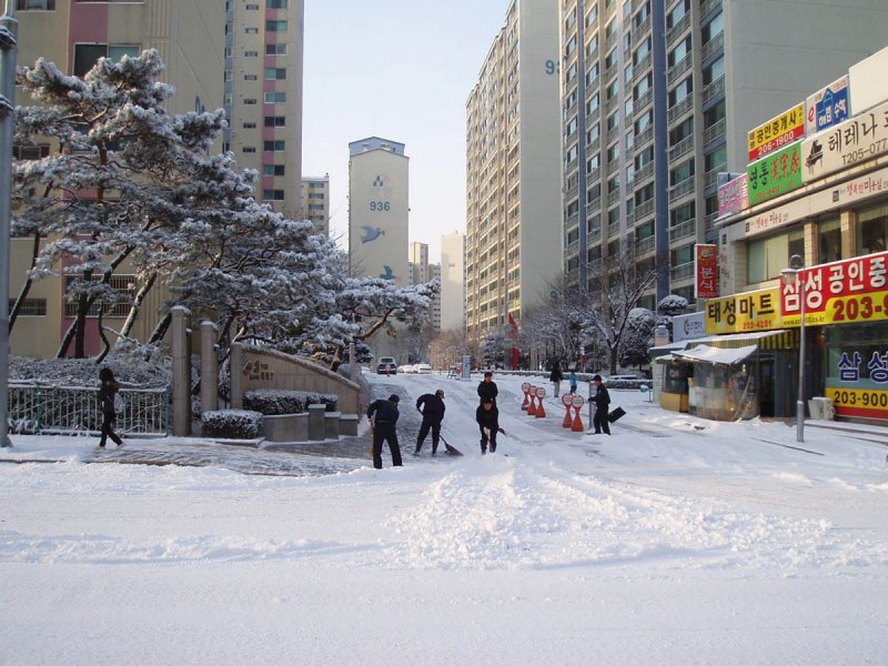 Сеул Корея Южная город зима