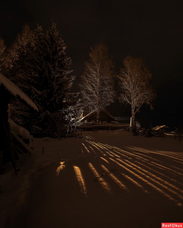 Зима в России ночью