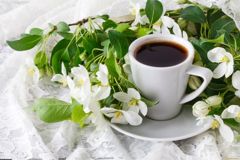 Утро чай кофе цветы
