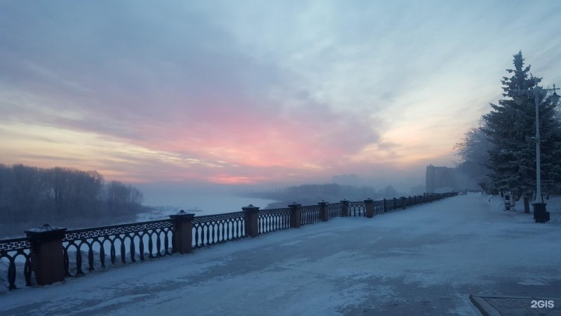 Притомская набережная Кемерово зимой