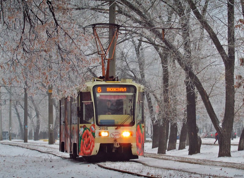Трамвай в Москве зимой