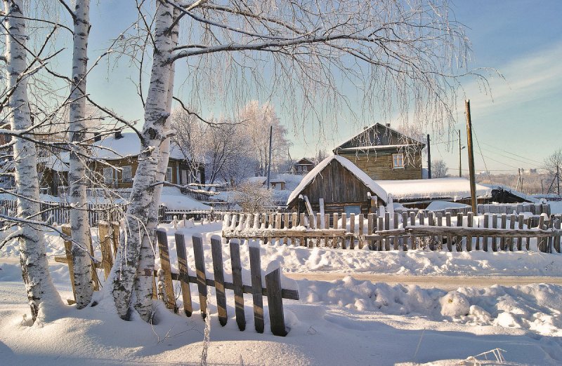 Зимняя деревня русские Чукалы