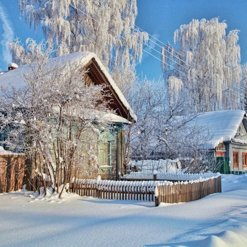 Околица деревни зимой