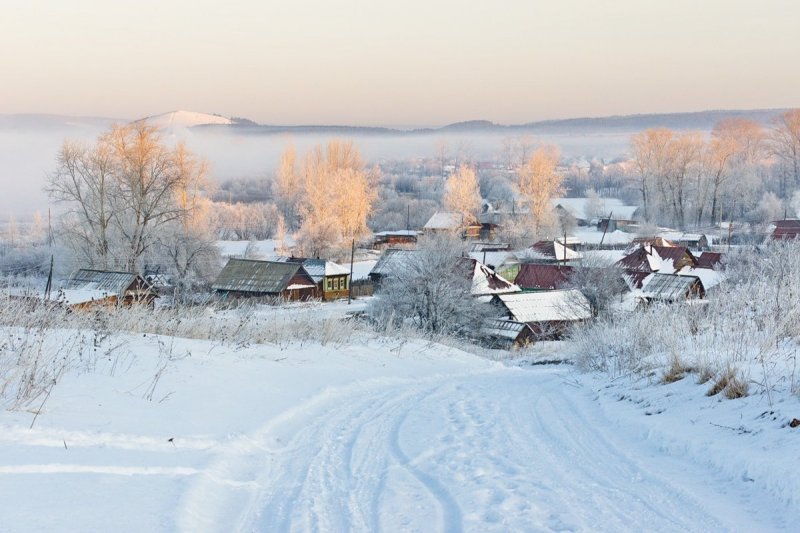 Русская деревня глубинка зима