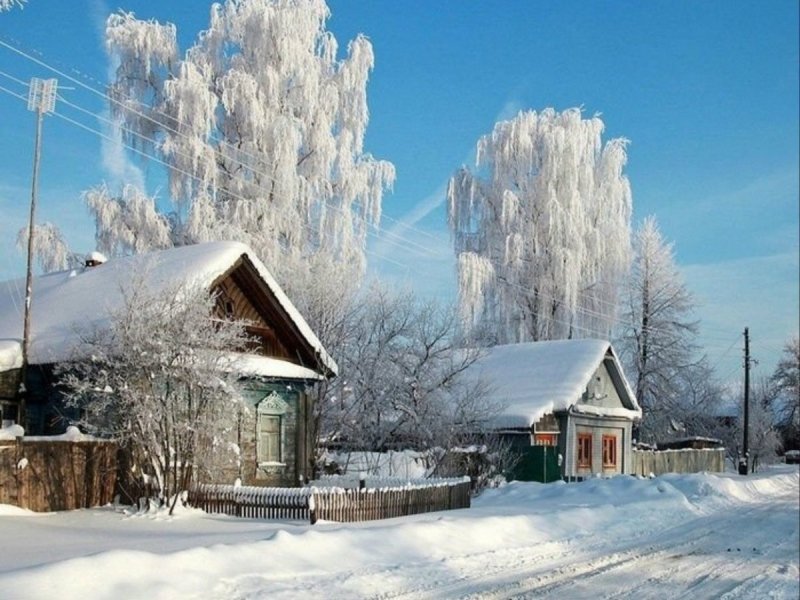 Зимняя деревня русские Чукалы