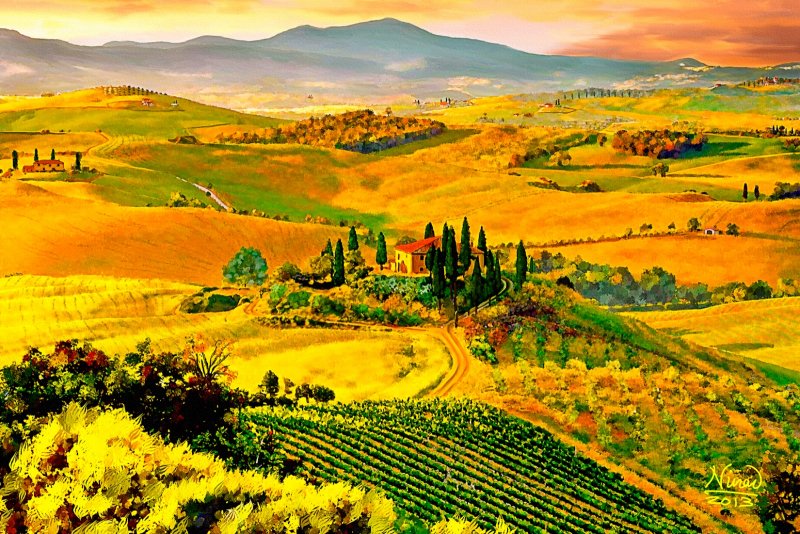 Холмы Тосканы картина