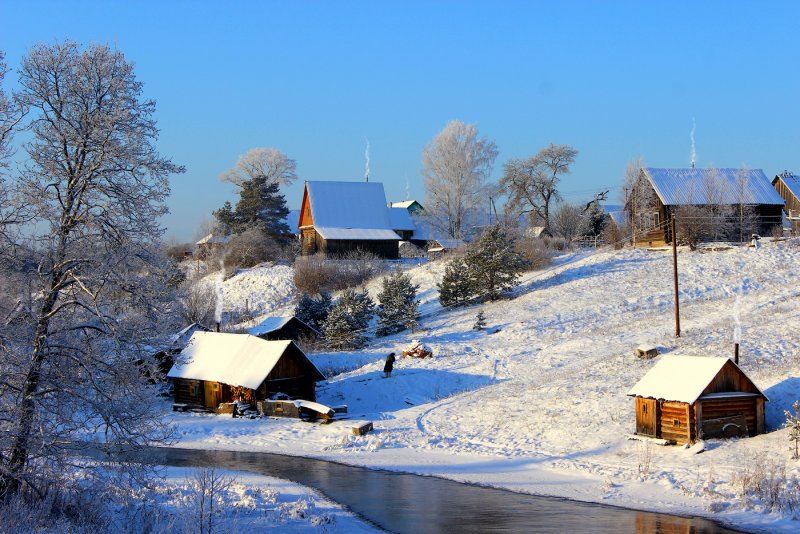 Белорусская деревня зима