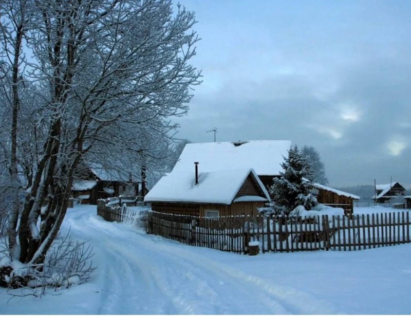 Урал зима деревня