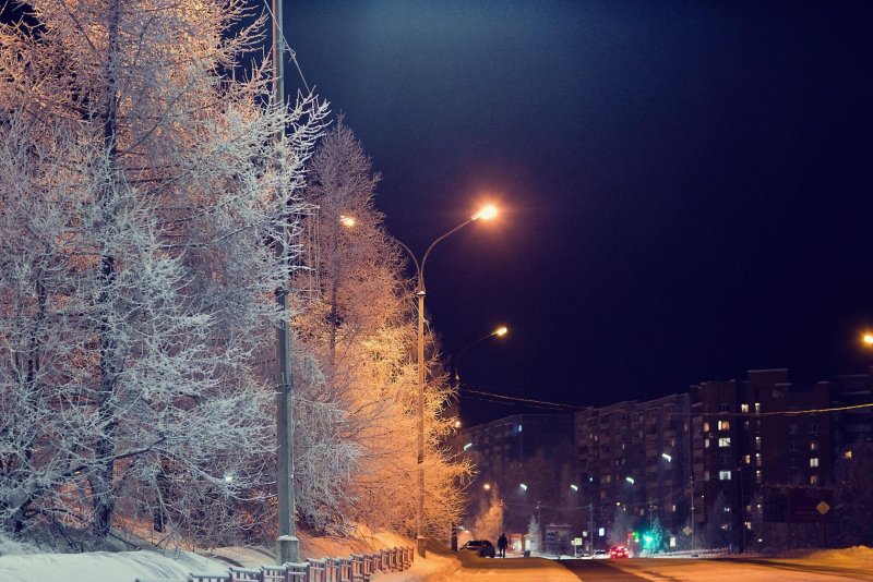 Ночной Усть-Илимск зима