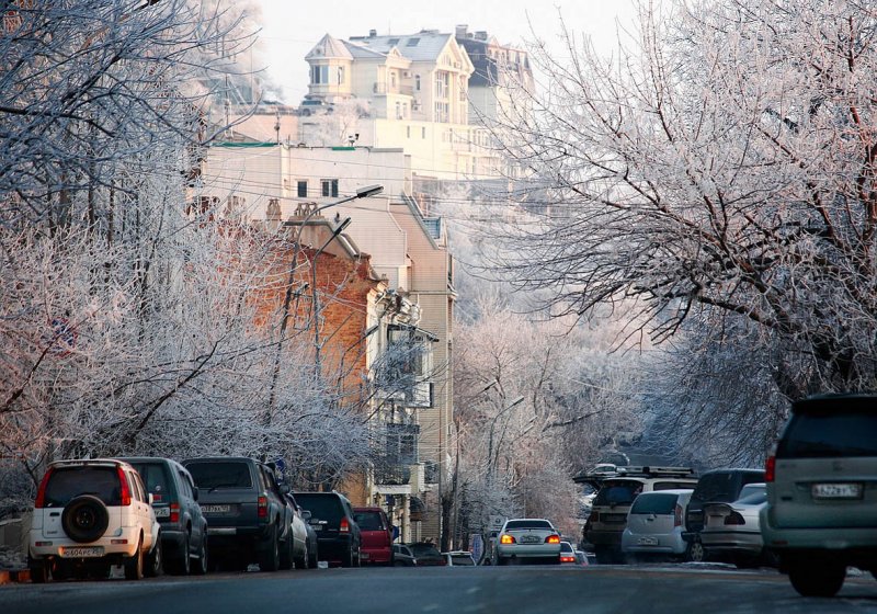 Зима в городе Владивостоке