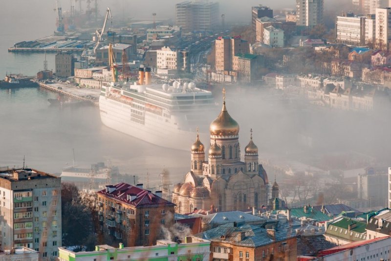 Зима в городе Владивостоке