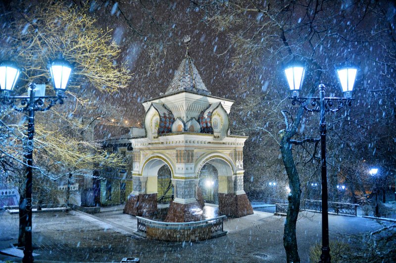Триумфальная арка Владивосток зима