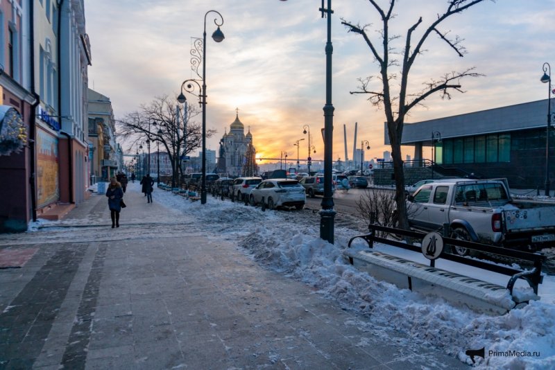 Владивосток улицы города зимой