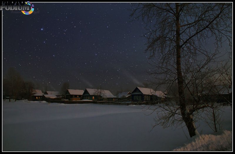 Морозный вечер в деревне