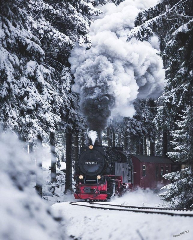 Железная дорога снег