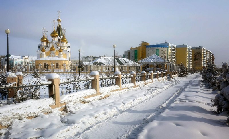 Якутск Преображенский собор зимой
