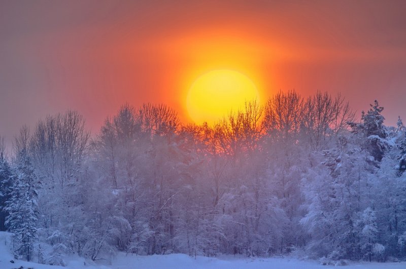 Закат солнца зимой