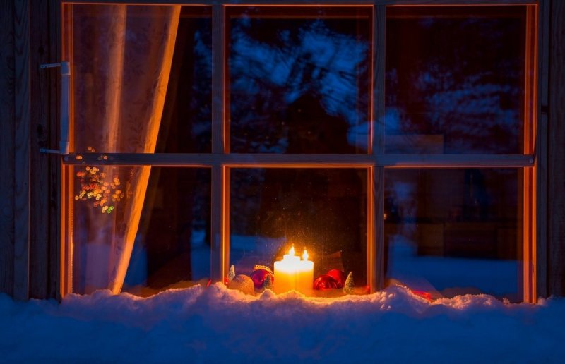 Зимнее окно ночь
