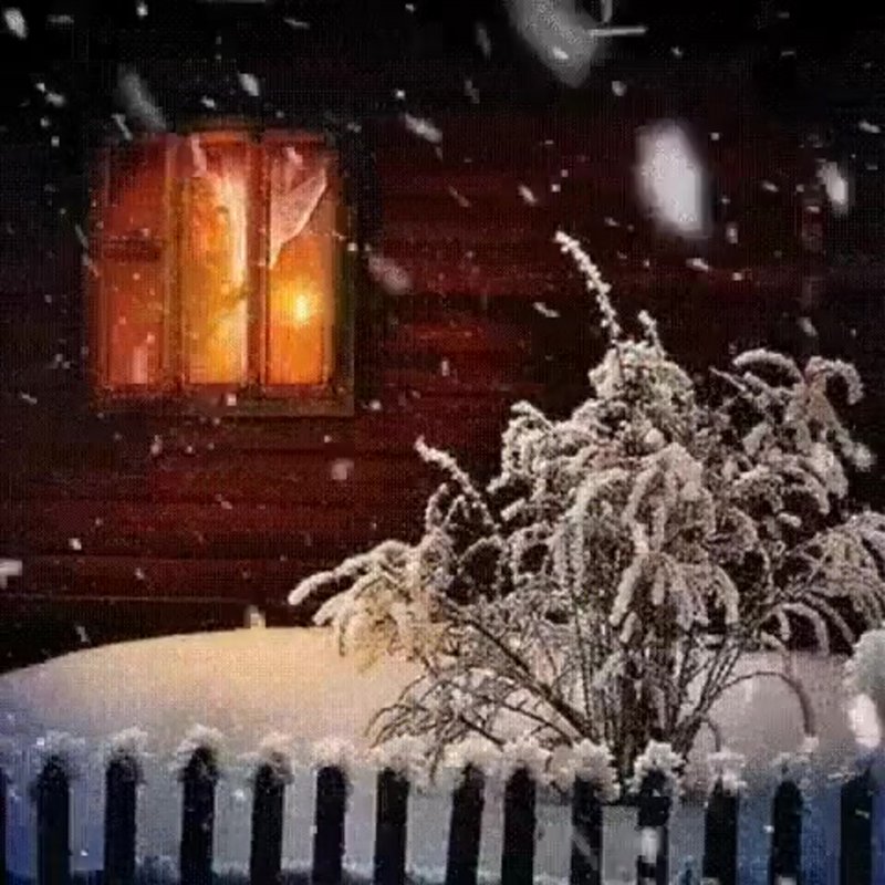 Окно зима вечер