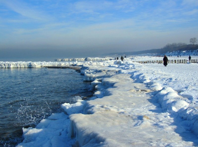 Балтика море Зеленоградск зима