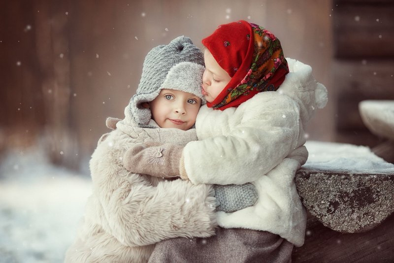 Доброта дети зима