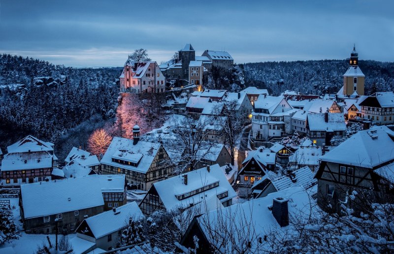 Немецкая Швейцария Саксония зимой
