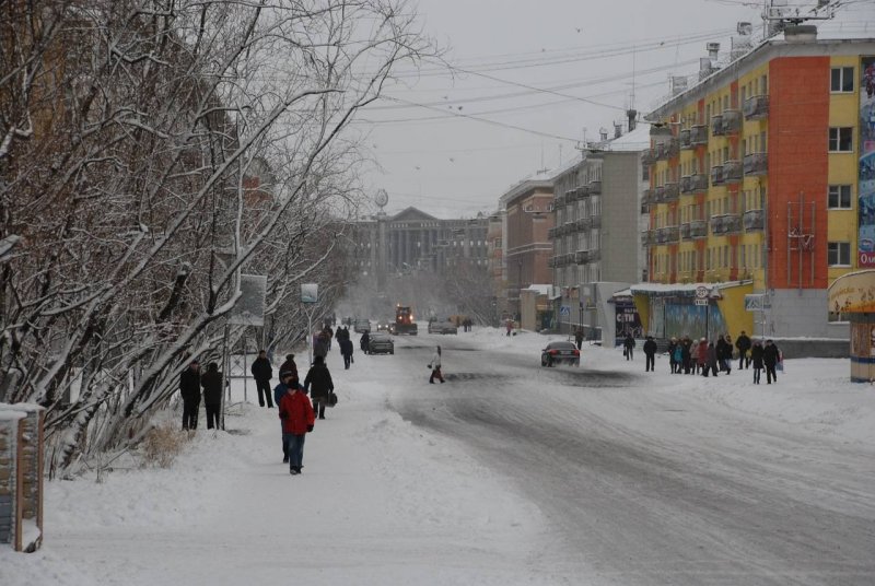 Город Воркута зимой