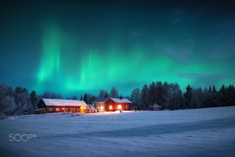 Северное сияние в Норвегии Лапландия