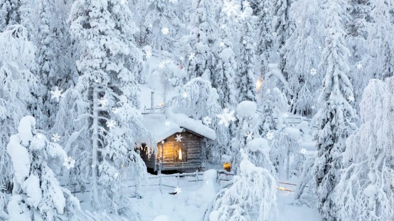 Сказочный домик в лесу зимой Финляндия