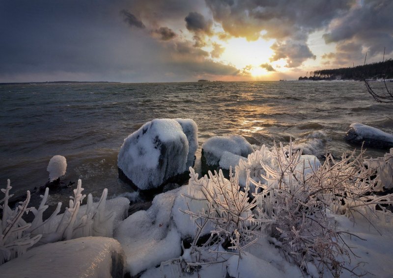 Обское море ГЭС зима