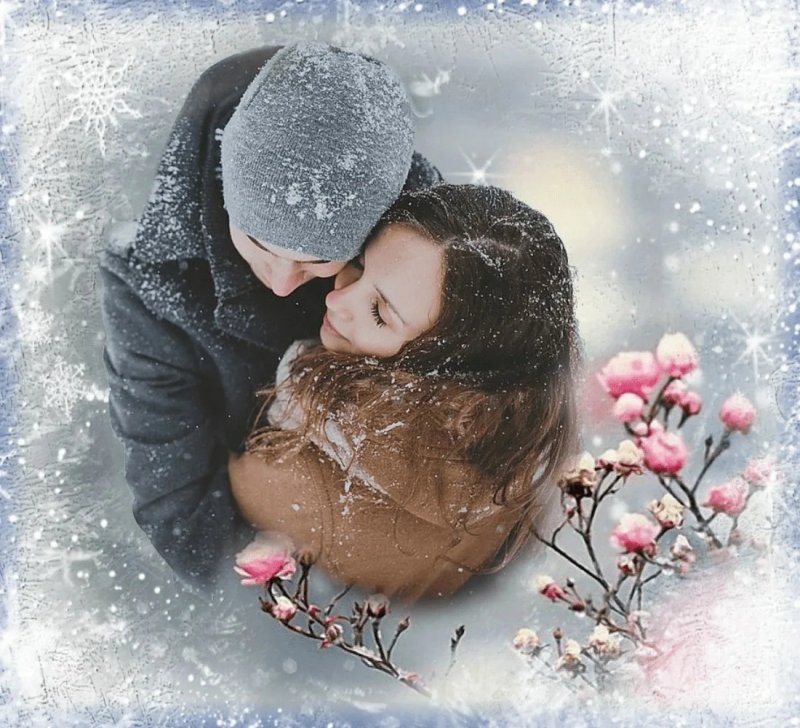 Парень и девушка в снегу