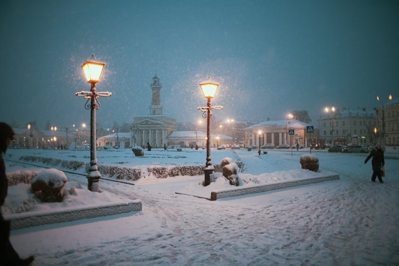 Кострома Сусанинская площадь зимой