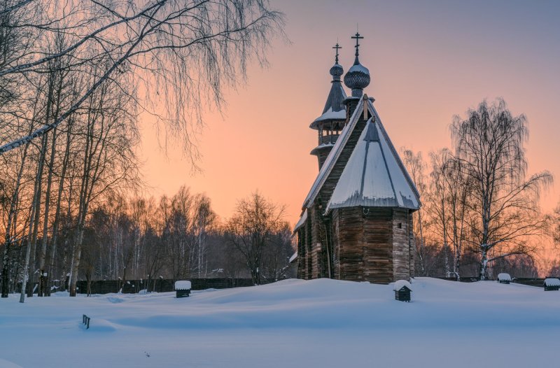 Музей деревянного зодчества Кострома зимой