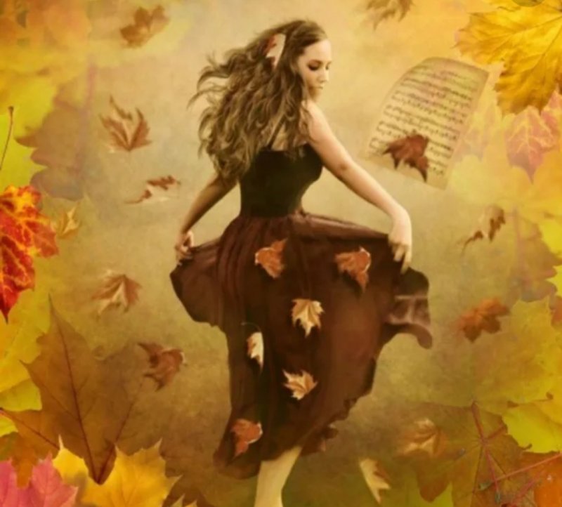 Девушка осень листопад