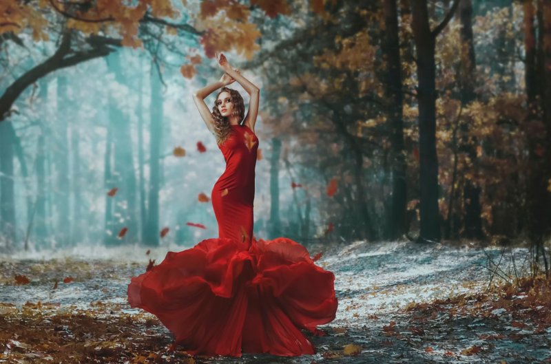 Осенняя фотосессия в пышном платье