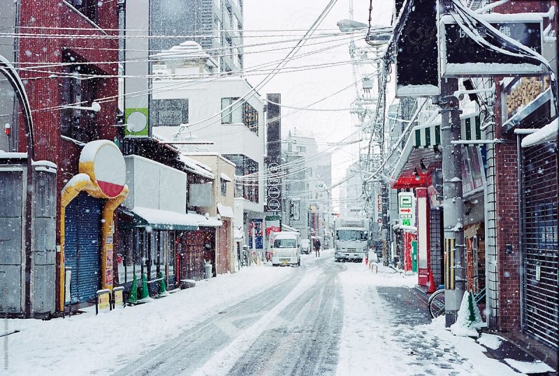 Япония Киото улицы зима