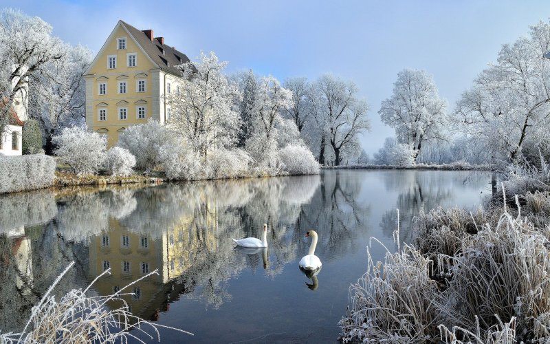Река Лойзах Германия зима