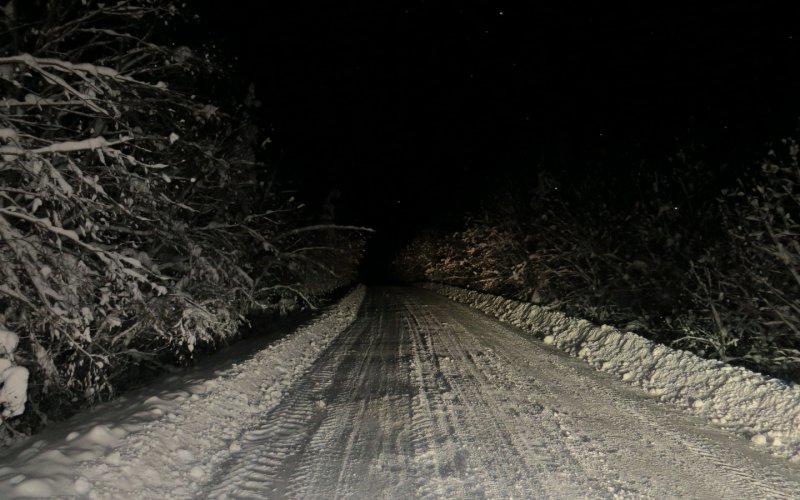 Дорога ночью зимой