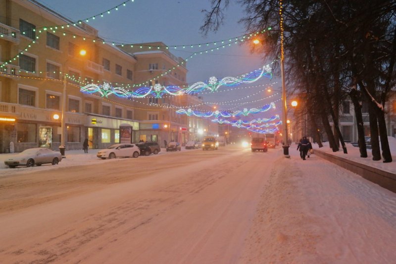 Вечерняя Уфа улица Ленина