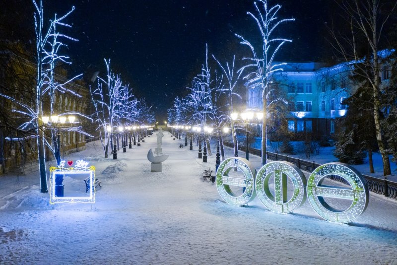 Ночная зимняя Уфа