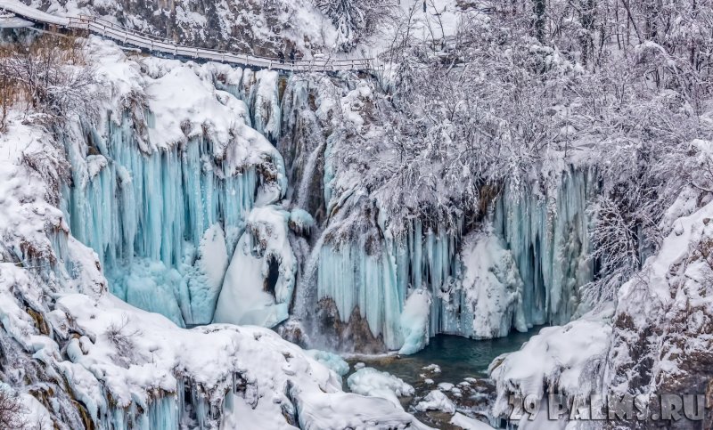 Плитвицкие озёра Хорватия фото зимой