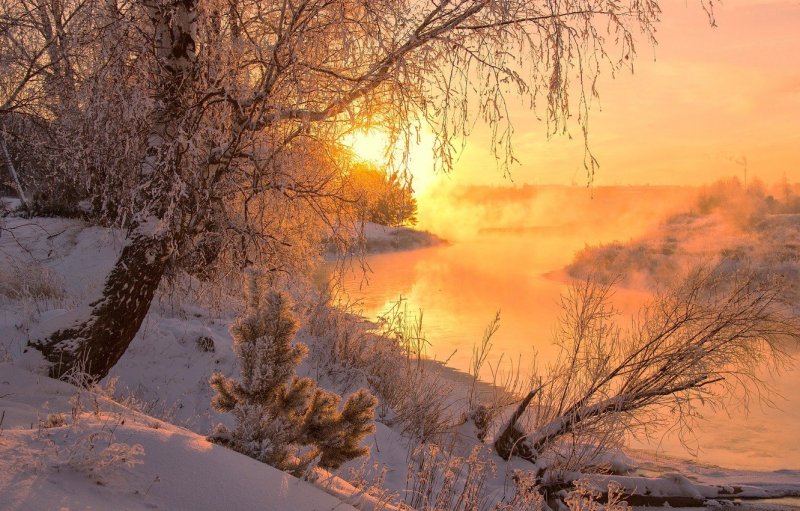 Зимний утренний пейзаж