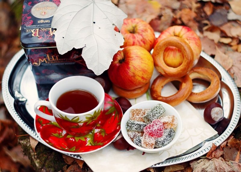 Осенняя фотосессия с кружкой чая