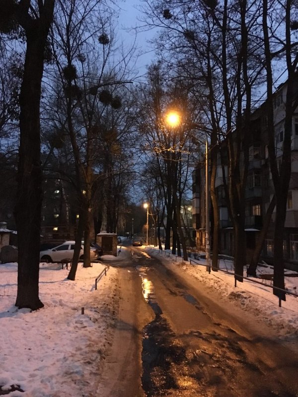 Улица зимой вечером
